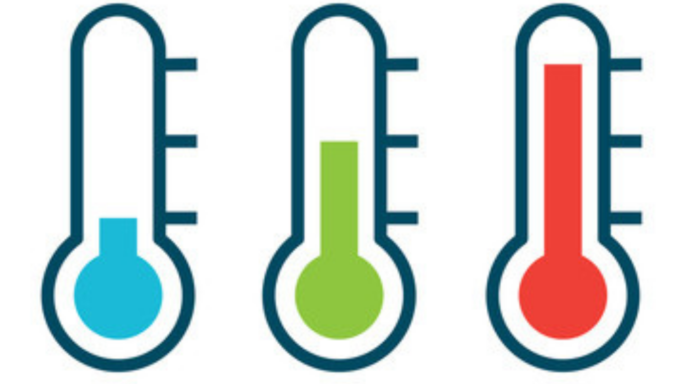 Graphic of 3 thermometers at different temps.